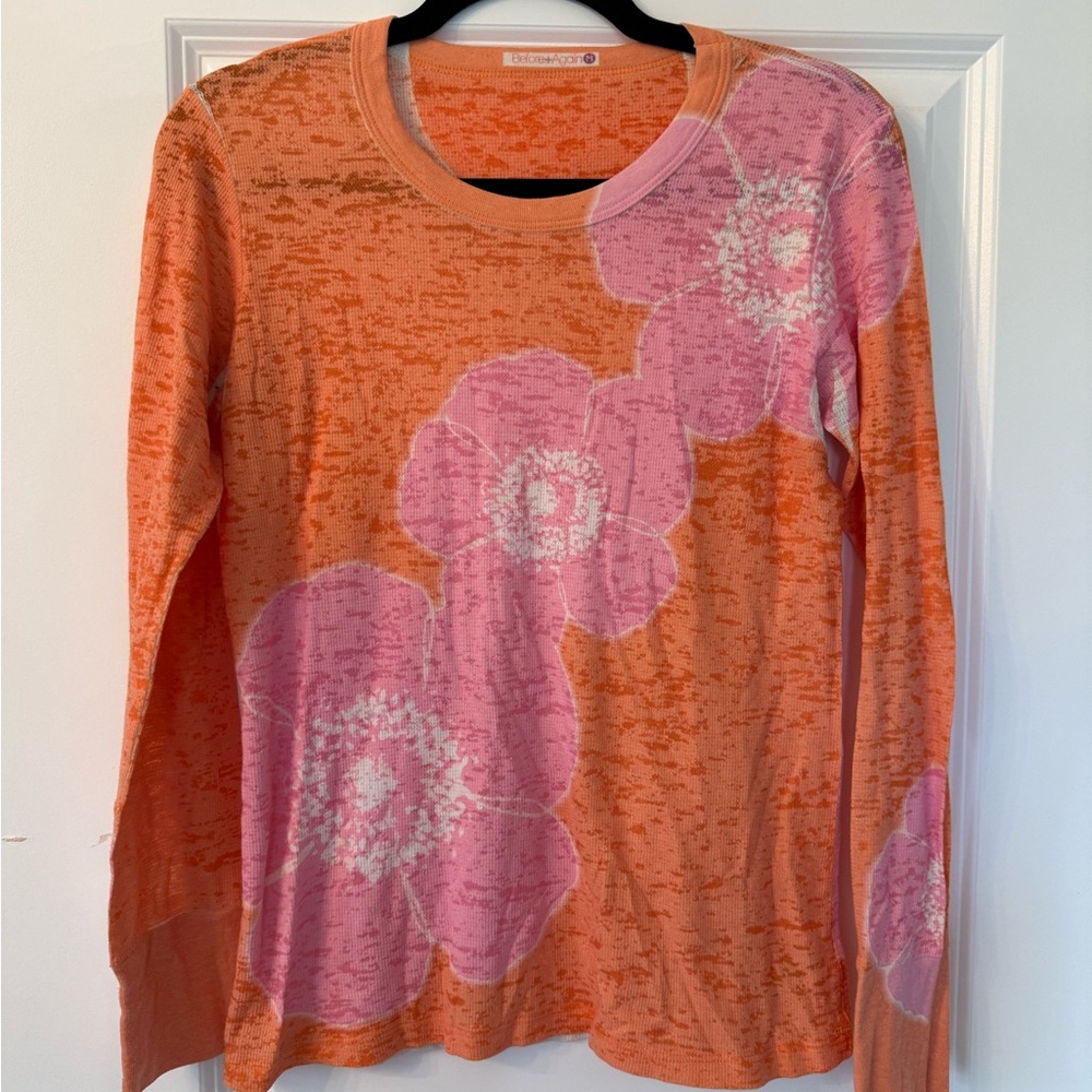 Floral Long Sleeve Top in Orange and Pink